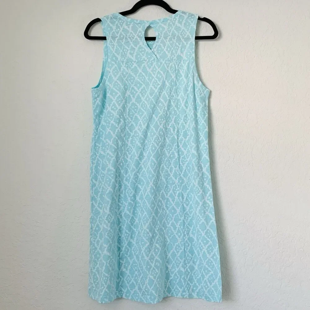 Fresh Produce Dress Women S Blue Aqua Sleeveless Beach Pool Vacation Cotton Midi